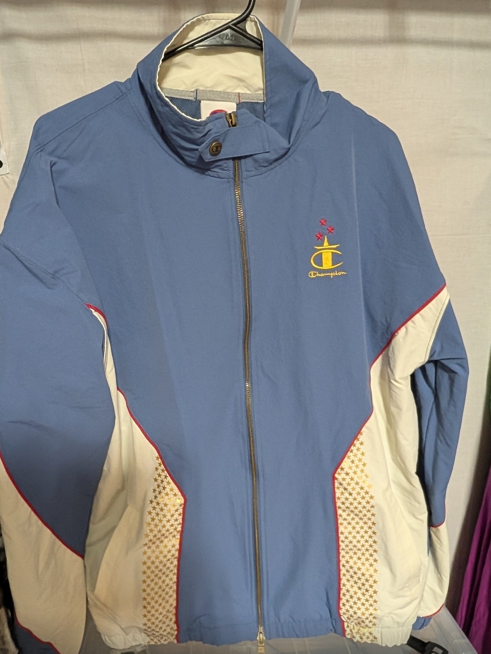 Unisex Champion Blue and White Windbreaker Jacket
